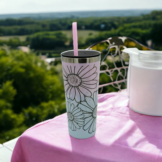 Daisy 22 oz Stainless Steel Tumbler with Straw