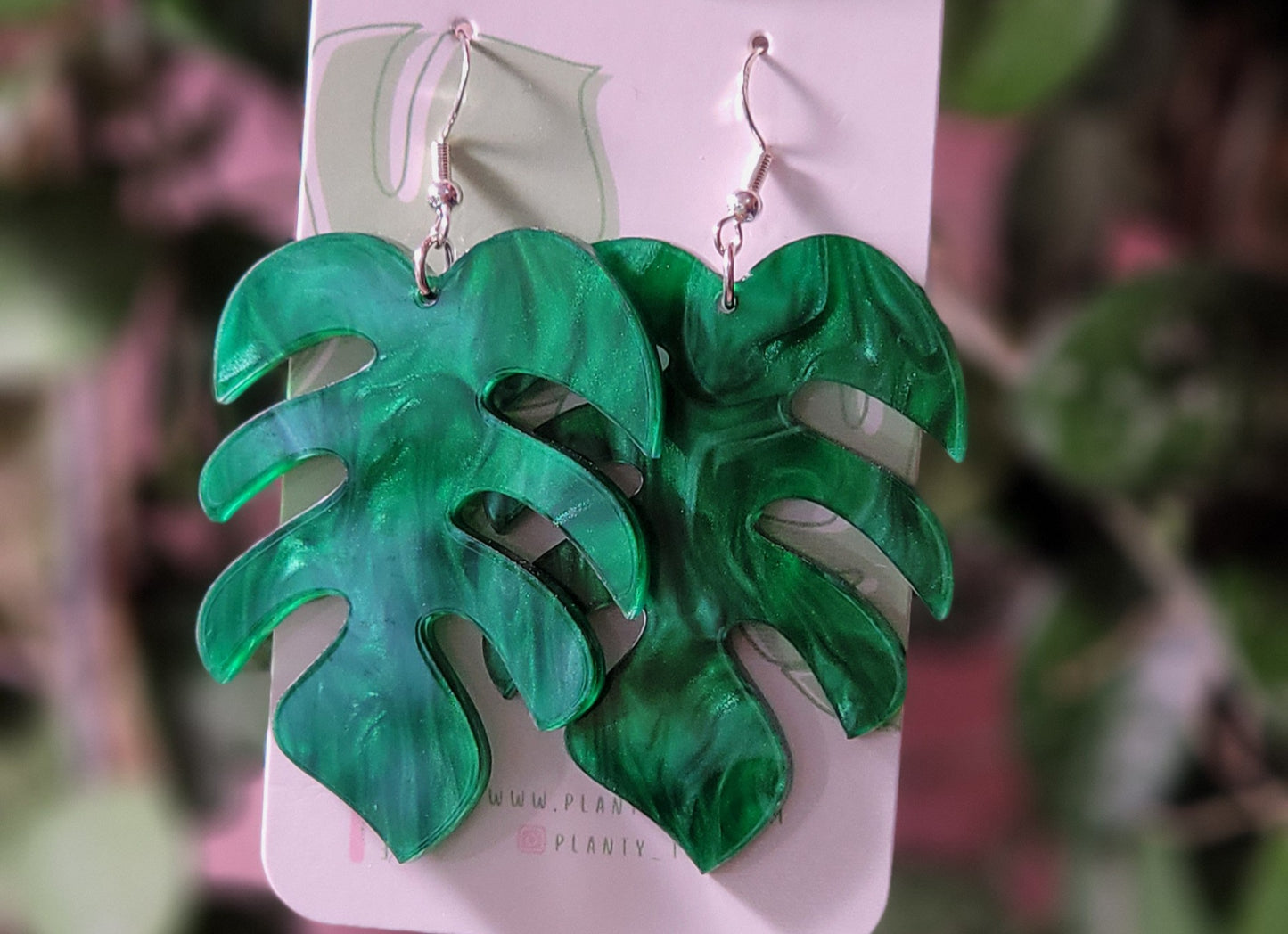 Large Monstera Pearly Earrings