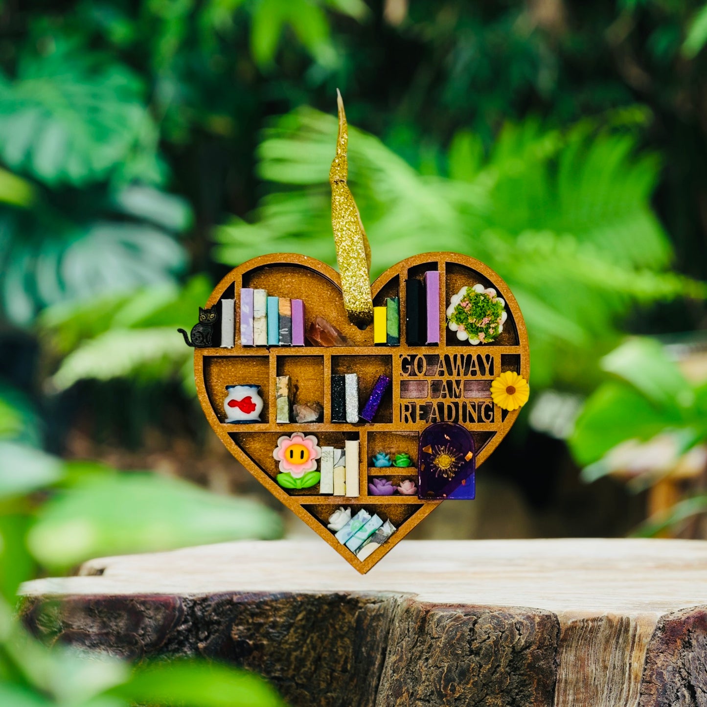 Mini Heart Bookshelf Ornament and DIY Kit