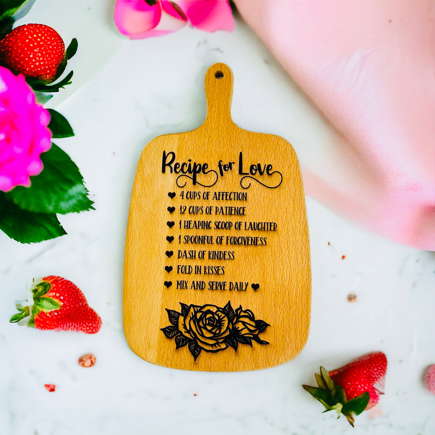Recipe for Love Rose Small Decorative Charcuterie Board
