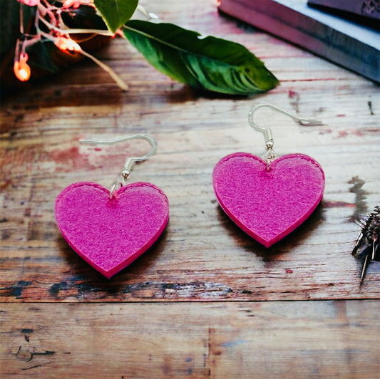 Pink Shimmer Heart Earrings