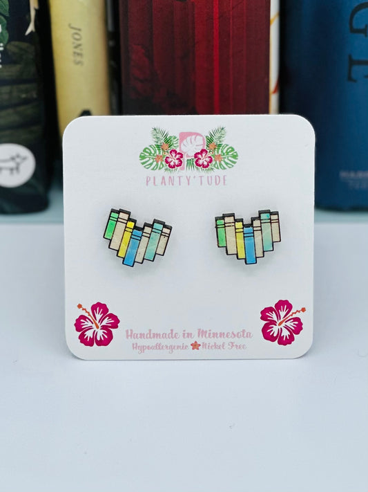 Yellow & Blue Book Stack Earring Studs