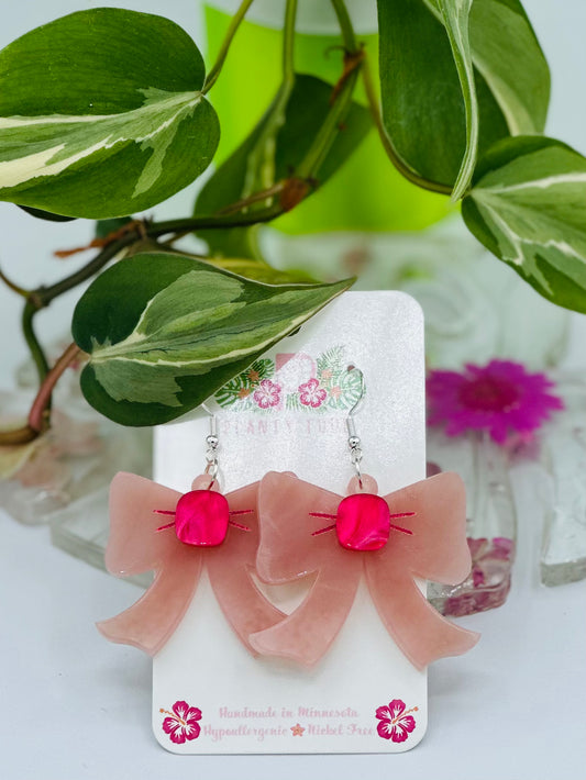 Pink Bow Earrings