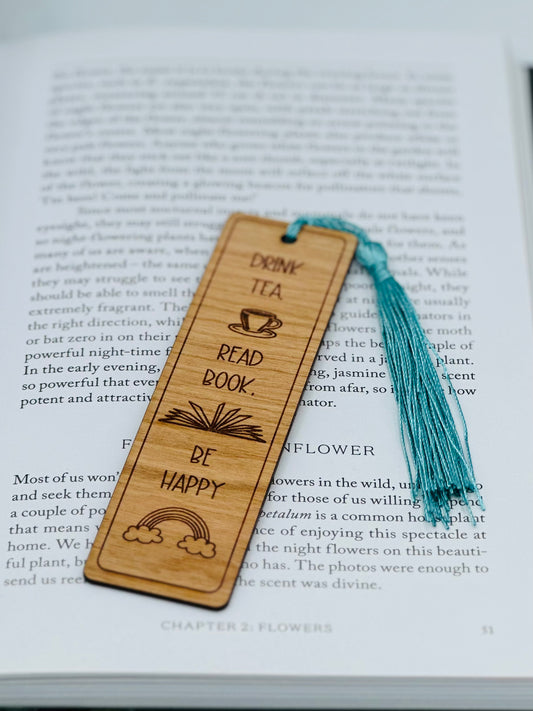 Drink Tea Read Book Be Happy Bookmark