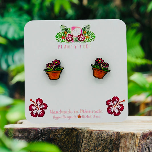 Flower Pot Earring Studs