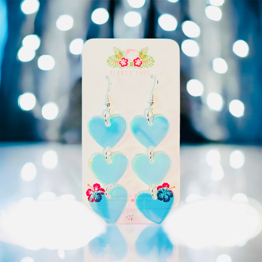 Iridescent Heart Cascade Suncatcher Earrings