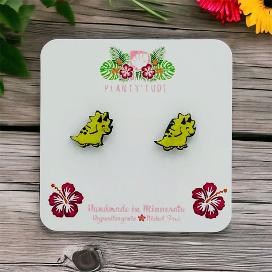 Triceratops Dino Earring Studs