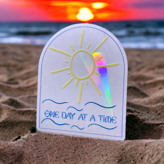 One Day at a Time Rainbow Suncatcher Sticker