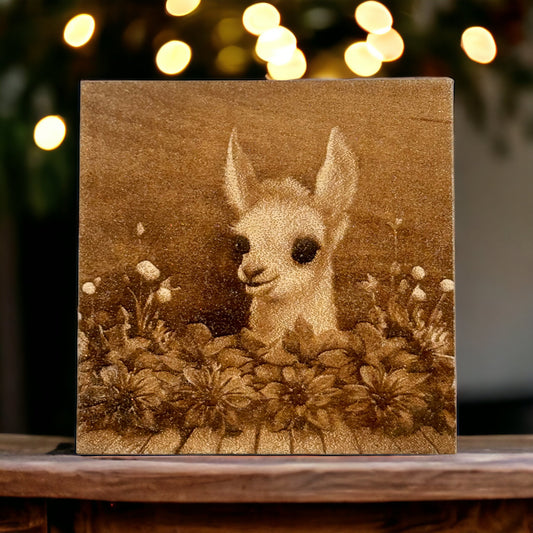 Cute Glitter Baby Llama Flowers Coasters