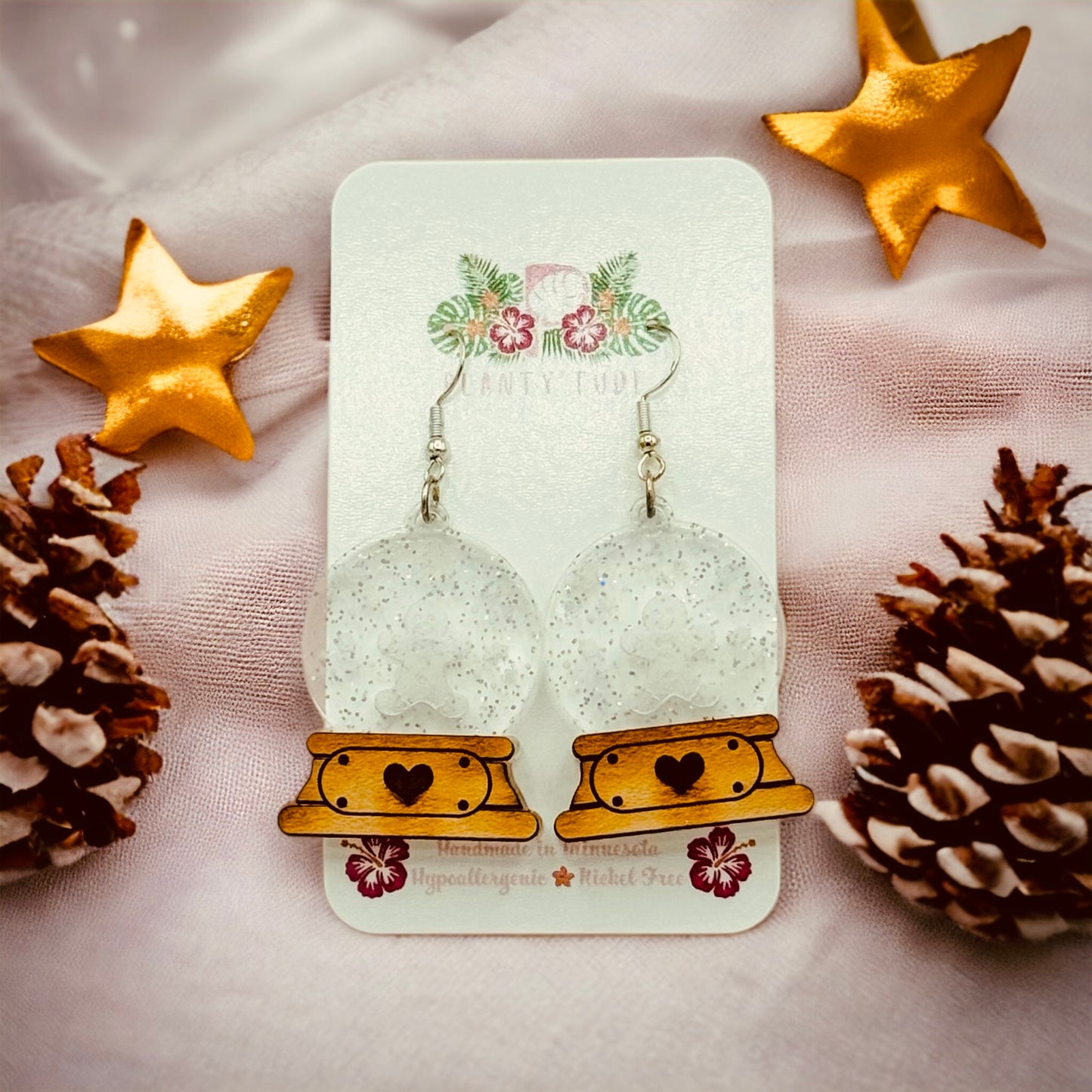 Gingerbread Snowglobe Earrings